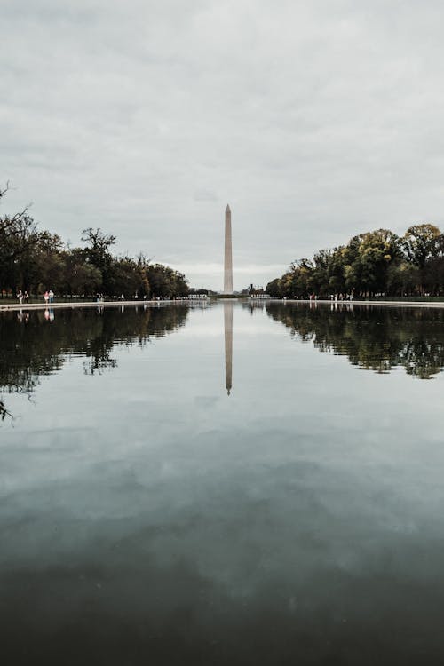 Pond and Washington Monument behind