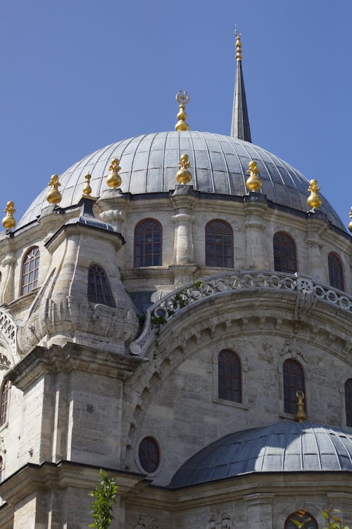 Facade and Dome of Nusretiye Mosque in Istanbul 