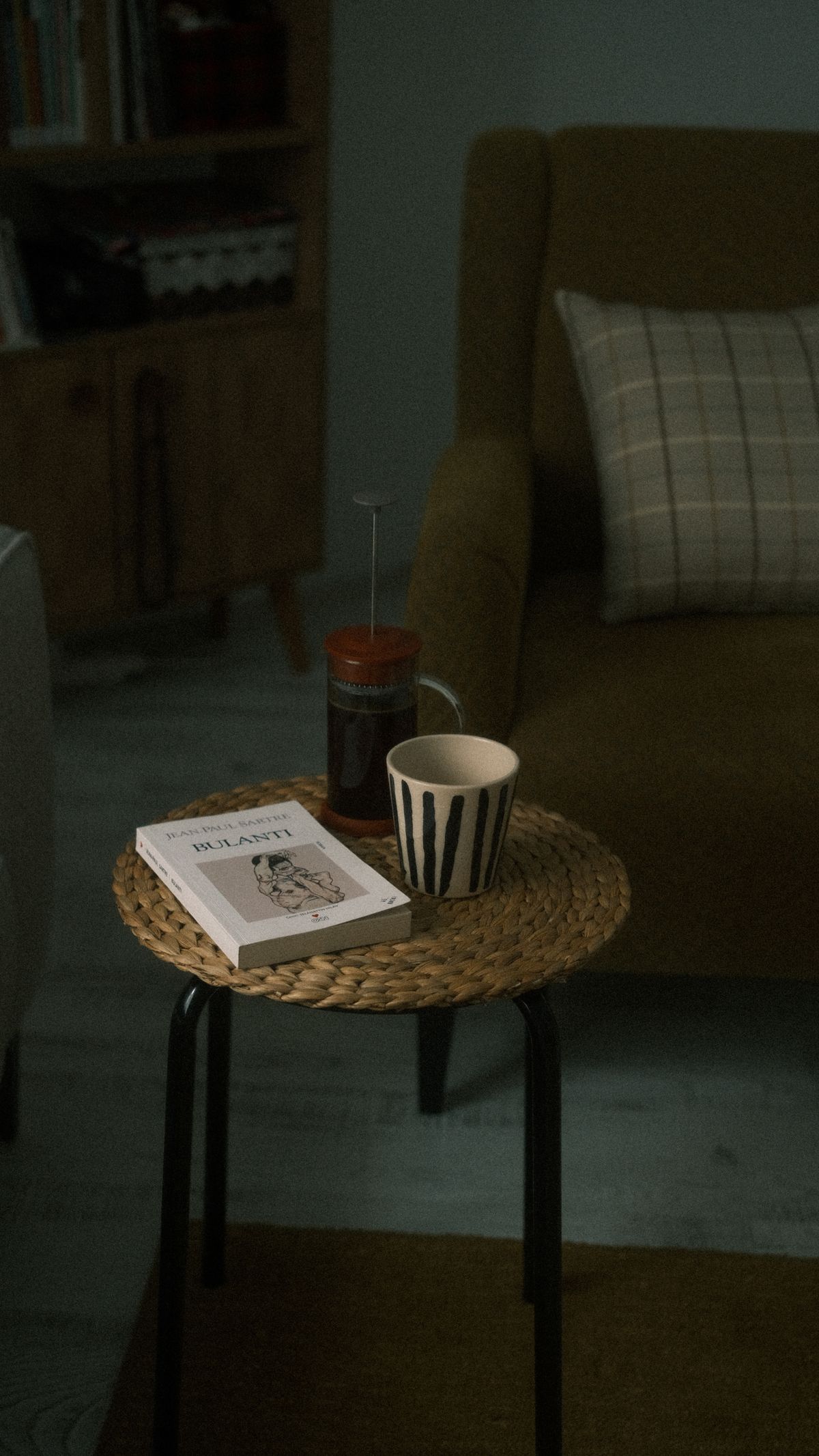 French press on a table, for illustration