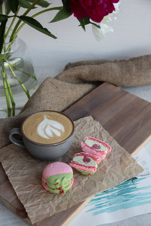 A Cup of Coffee and Macarons 