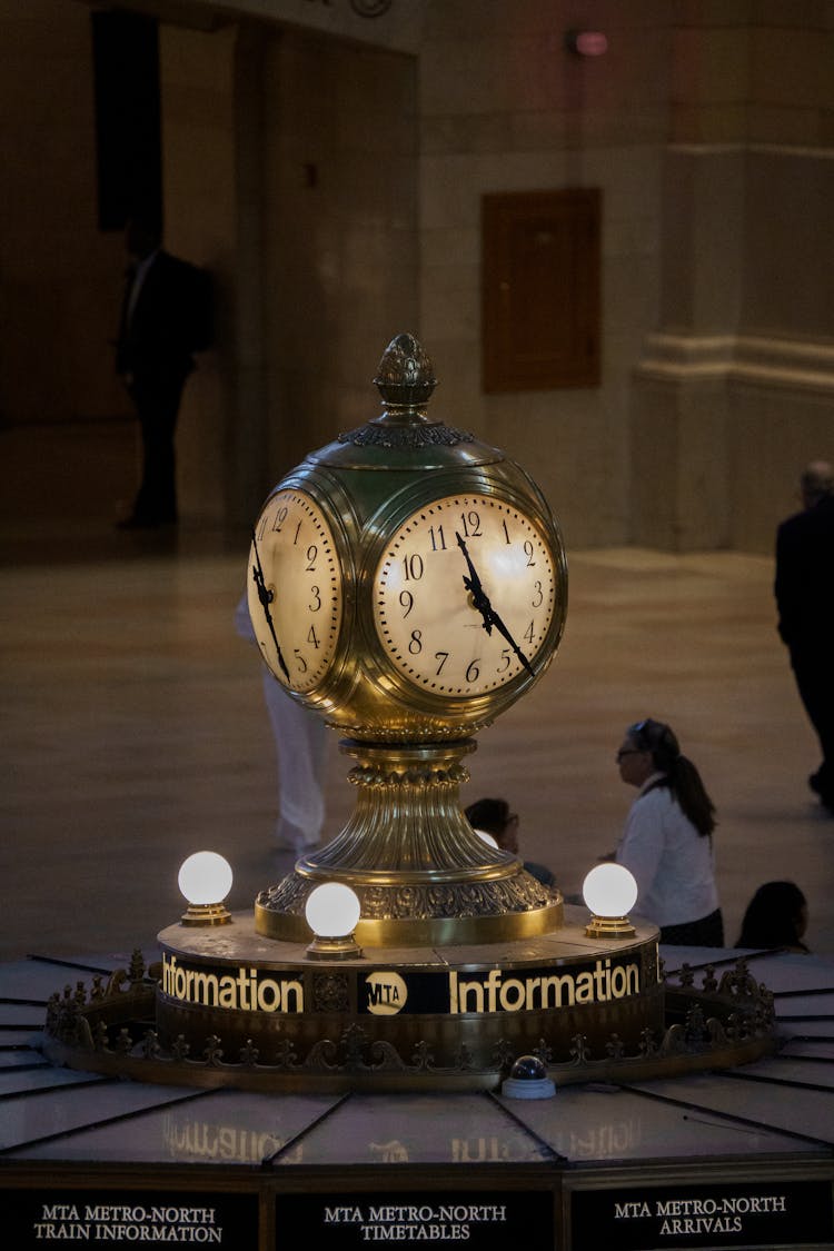 Clock On A Railway Station In New York 