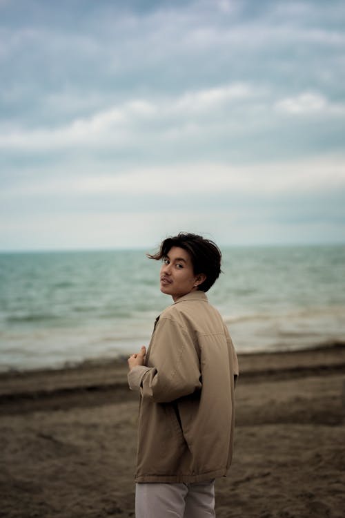 Man in Shirt on Beach