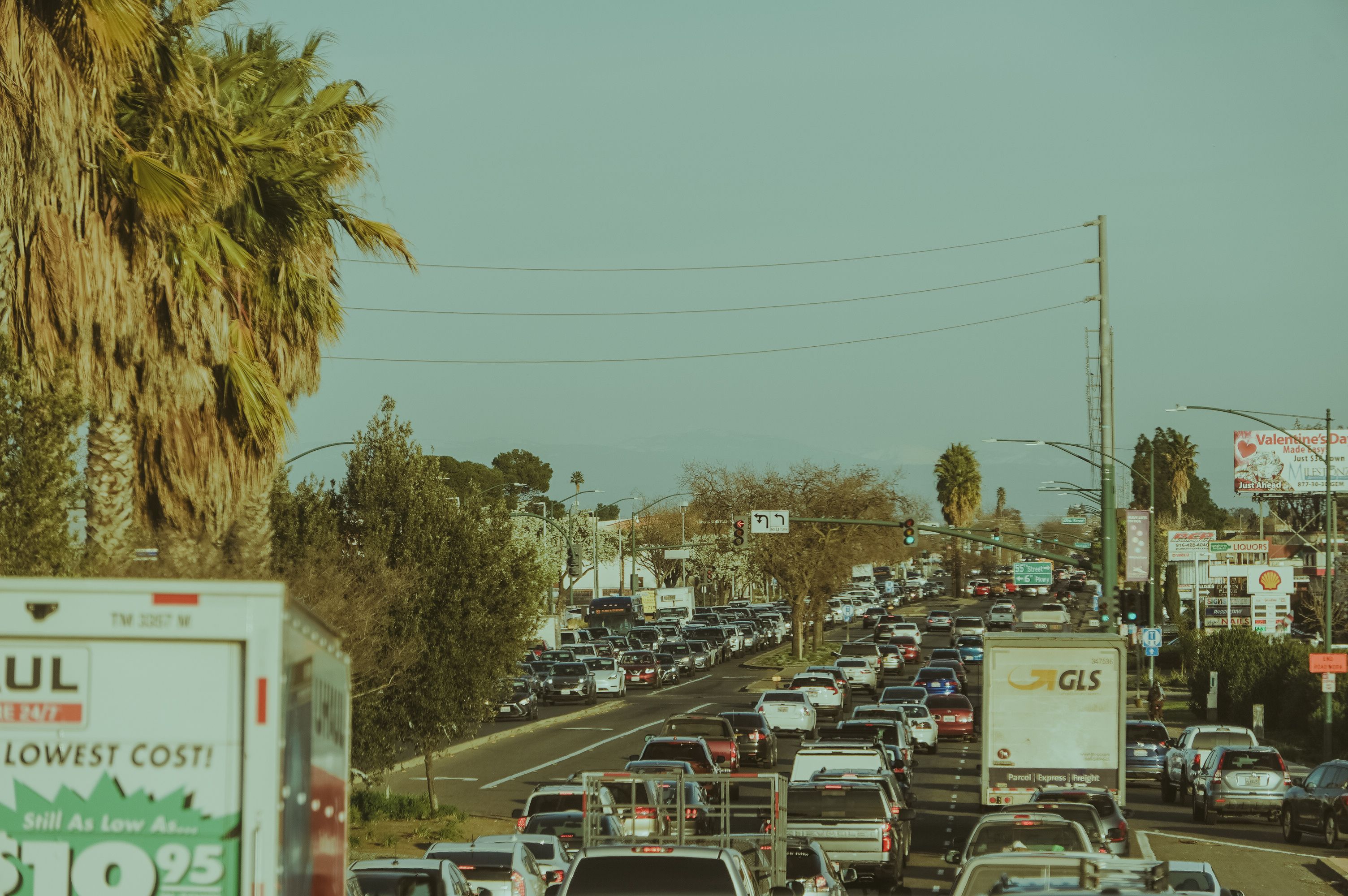 busy suburban street
