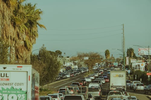 Traffic on Street in Town