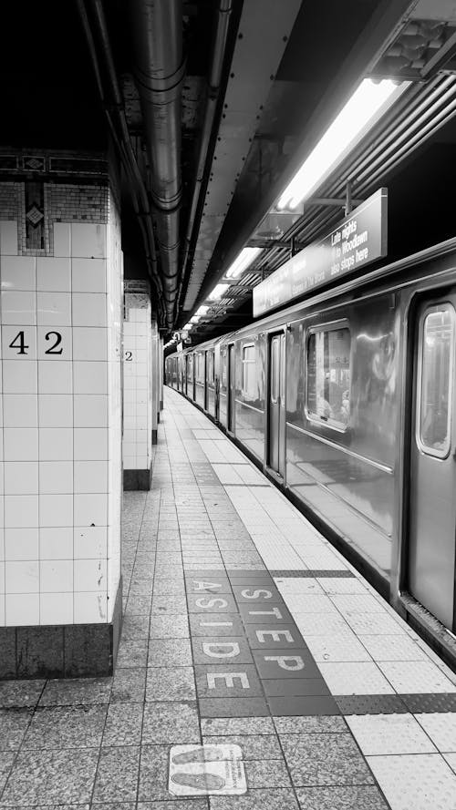Kostnadsfri bild av kollektivtrafik, station, svartvitt