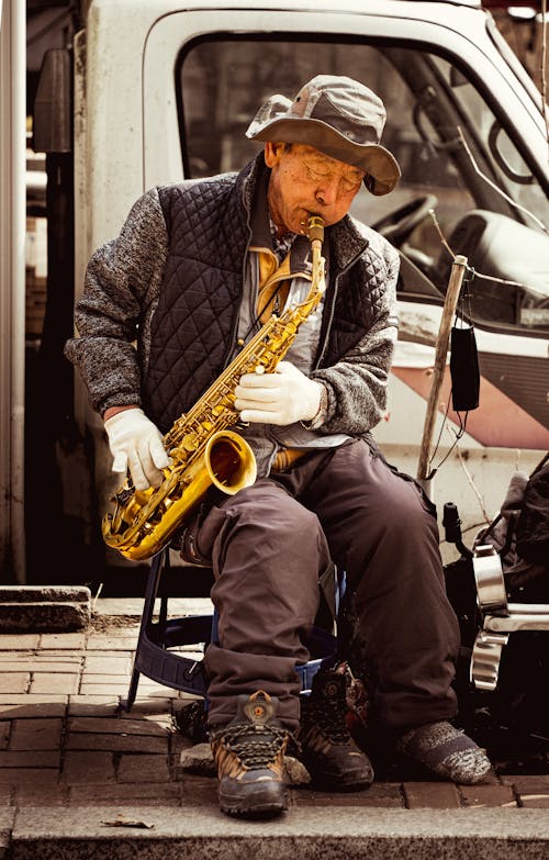 Street Musician Playing Saxophone