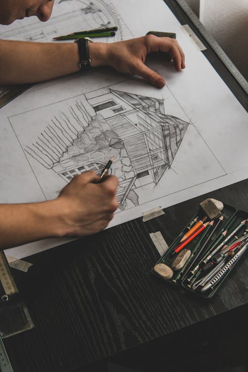 Fotos de stock gratuitas de arquitecto, boceto, casa