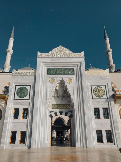 Free Stunning view of the Camlica Mosque's intricate facade and minarets in Istanbul. Stock Photo