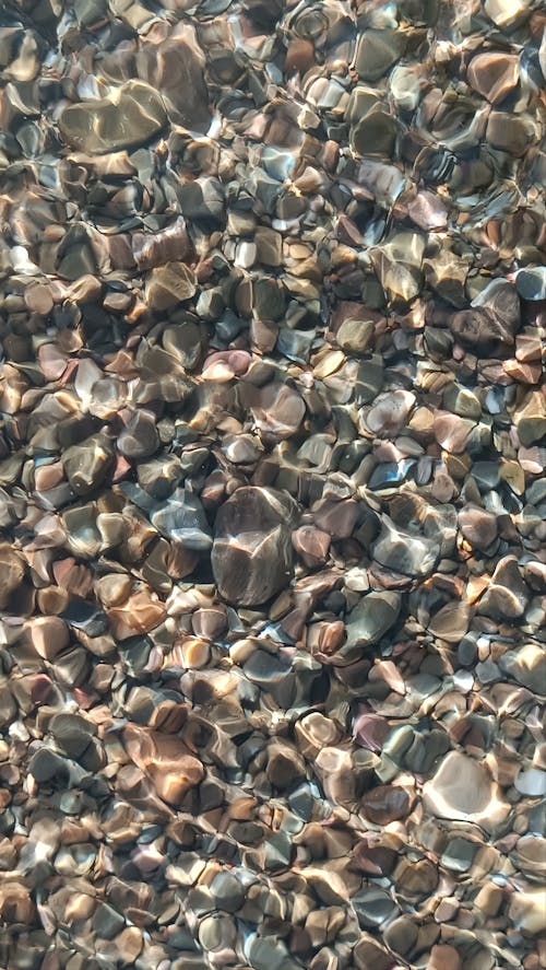 Small Pebble seen through Clear Water on a Beach