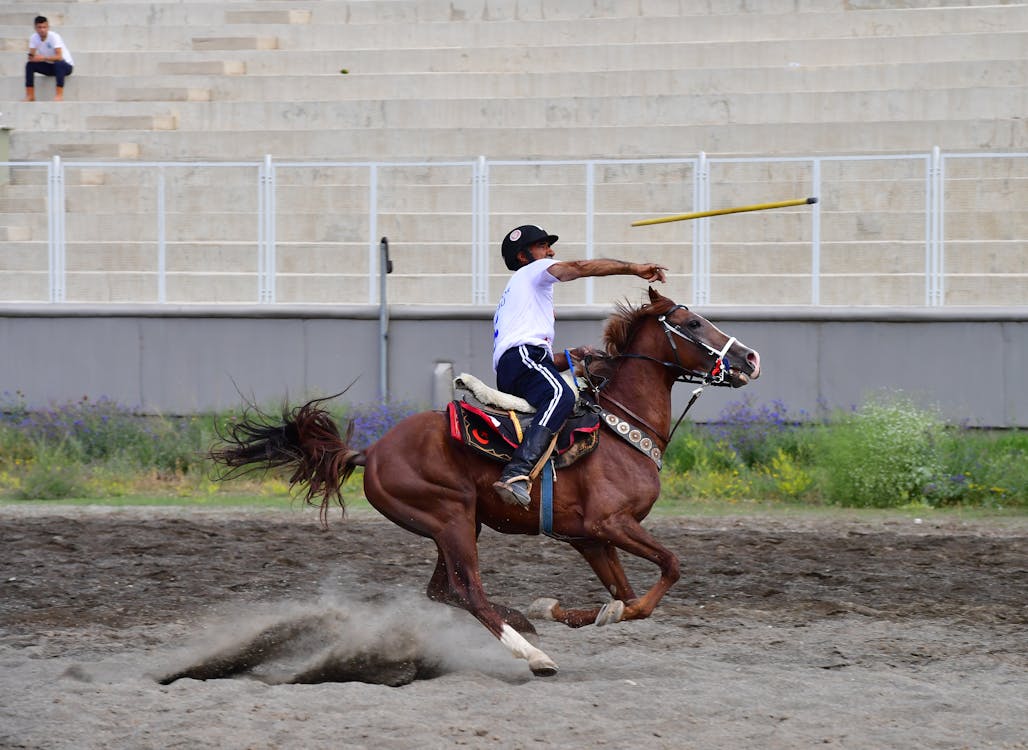 Man Throwing Javelin on Horse