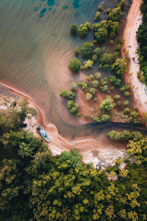 Gratis lagerfoto af båd, droneoptagelse, fugleperspektiv