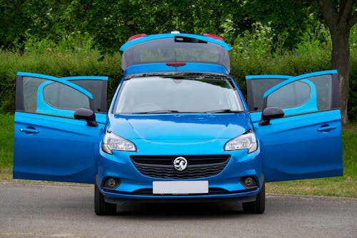 Blue Car on a Road