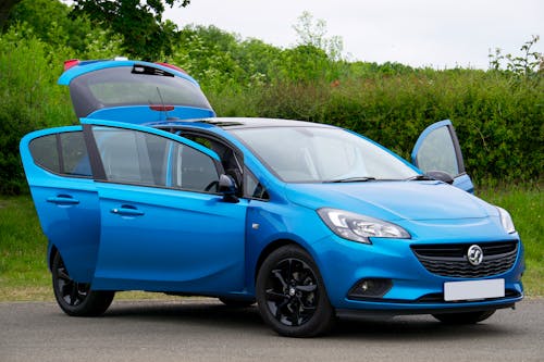 Blue Car on a Road