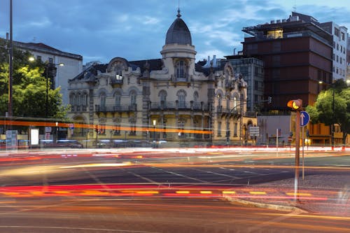 Lights on Streets near Parish Council of Avenidas Novas in Lisbon