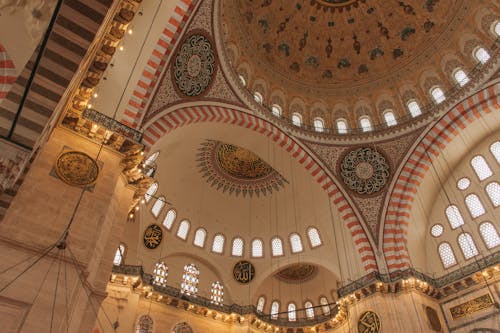 Interior of the Suleymaniye Mosque, Istanbul, Turkey 