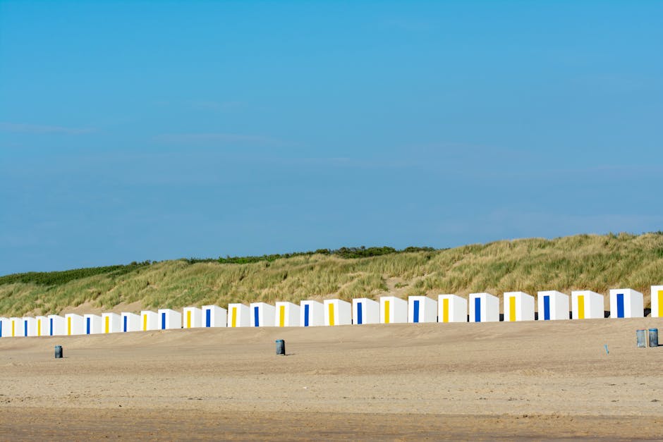 A Row of Beach Houses in Cadzand Bad in Zeeuws-Vlaanderen, the Netherlands