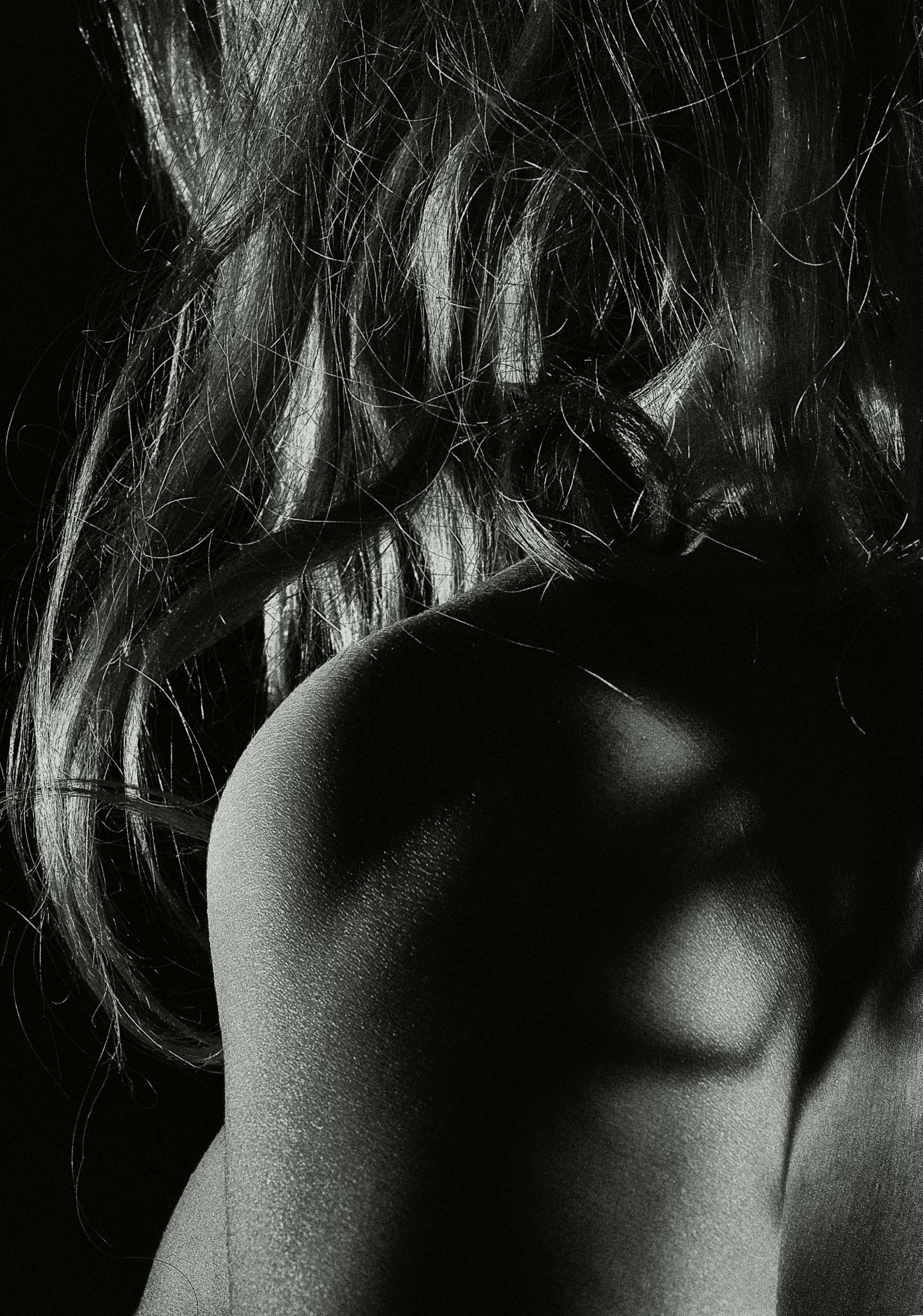 Close-up of Naked Woman with Dark Curly Hair · Free Stock Photo