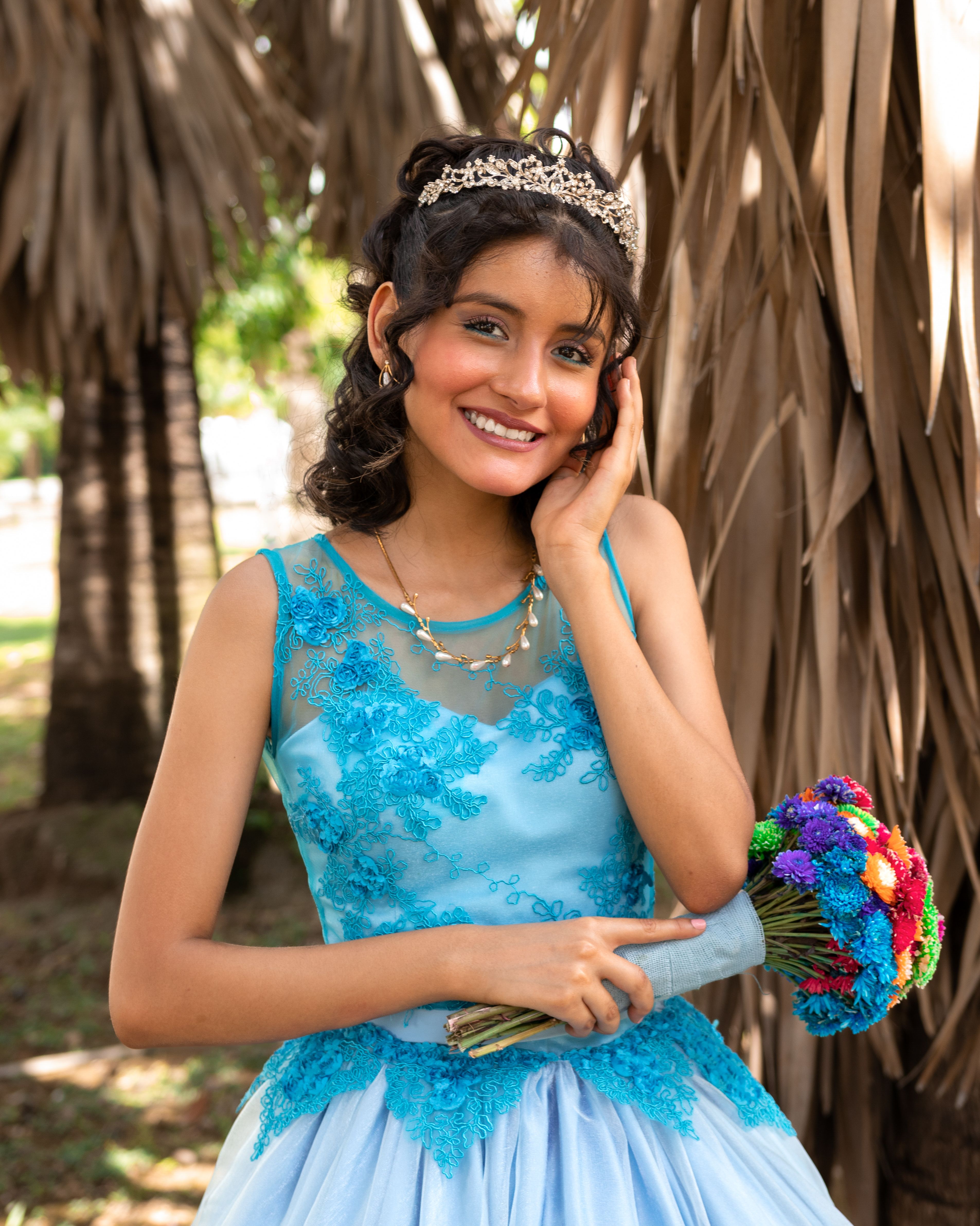 Smiling Woman in Blue Dress  Free Stock Photo