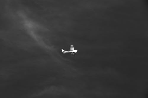 Airplane Flying in Dark Sky