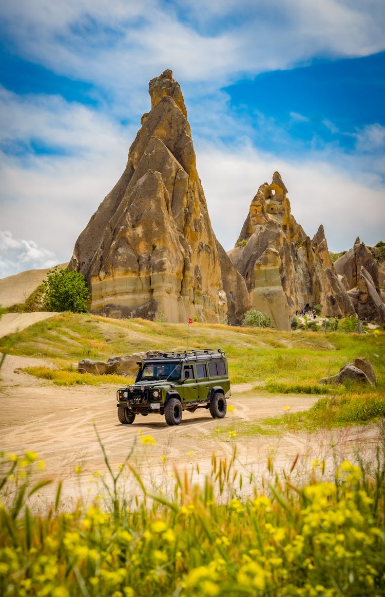 Land Rover On A Trail In The Mountains In Cappadocia, Turkey 