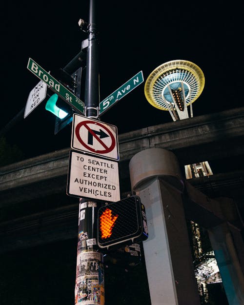 Illuminated Space Needle in Seattle