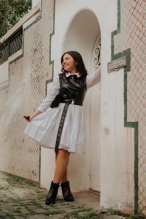 Woman in a Black and White Dress 