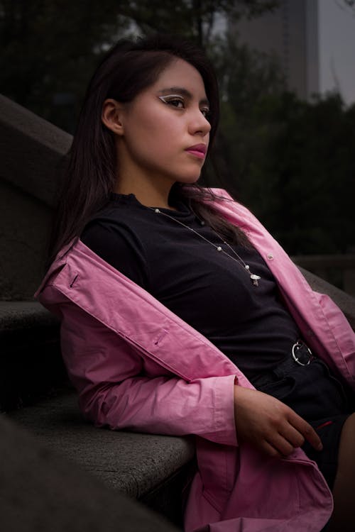 Young Model in Pink Jacket