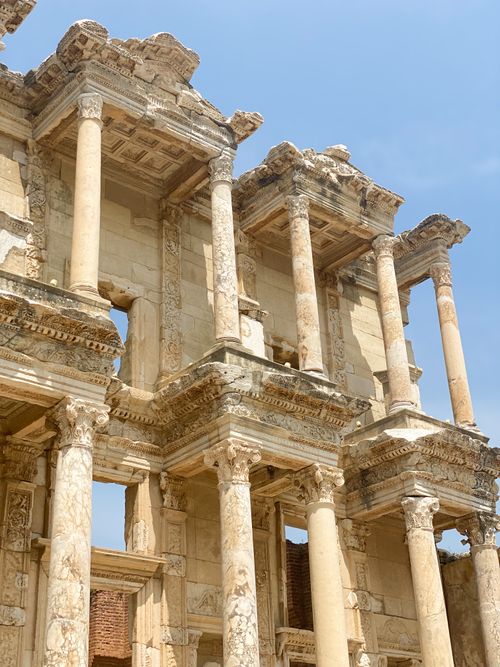 Free Ancient Roman architecture at the Library of Celsus in Ephesus. Stock Photo