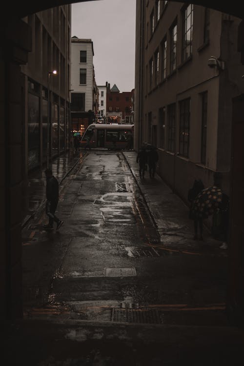 Dark Alley in the City During the Rain