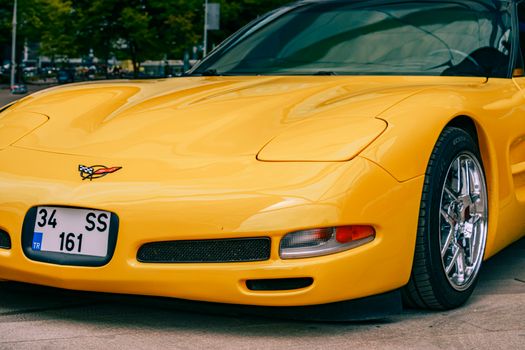 A yellow corvette car