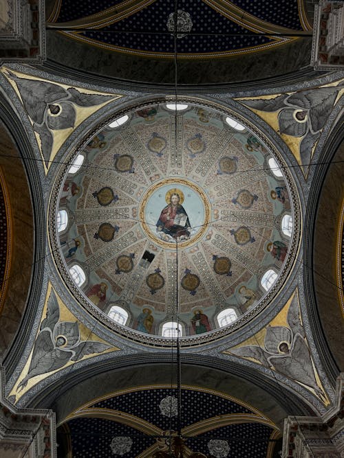 Frescoes in the Dome of the Hagia Triada Church in Istanbul, Turkey