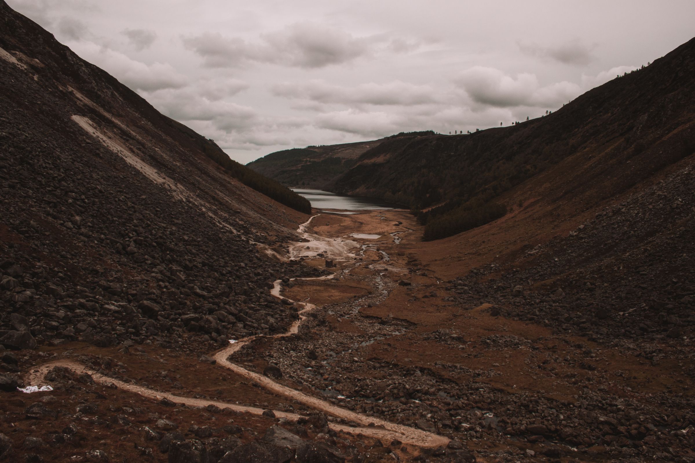 The glacial valley at Glendalough in County Wicklow