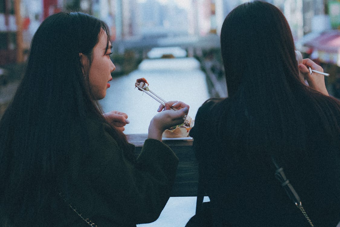 Free Photo of Two Women Eating Stock Photo