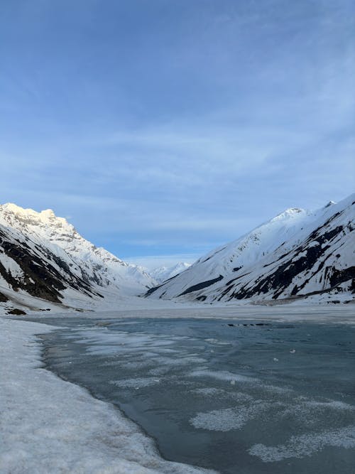 Frozen Lake in a Mountain Valley