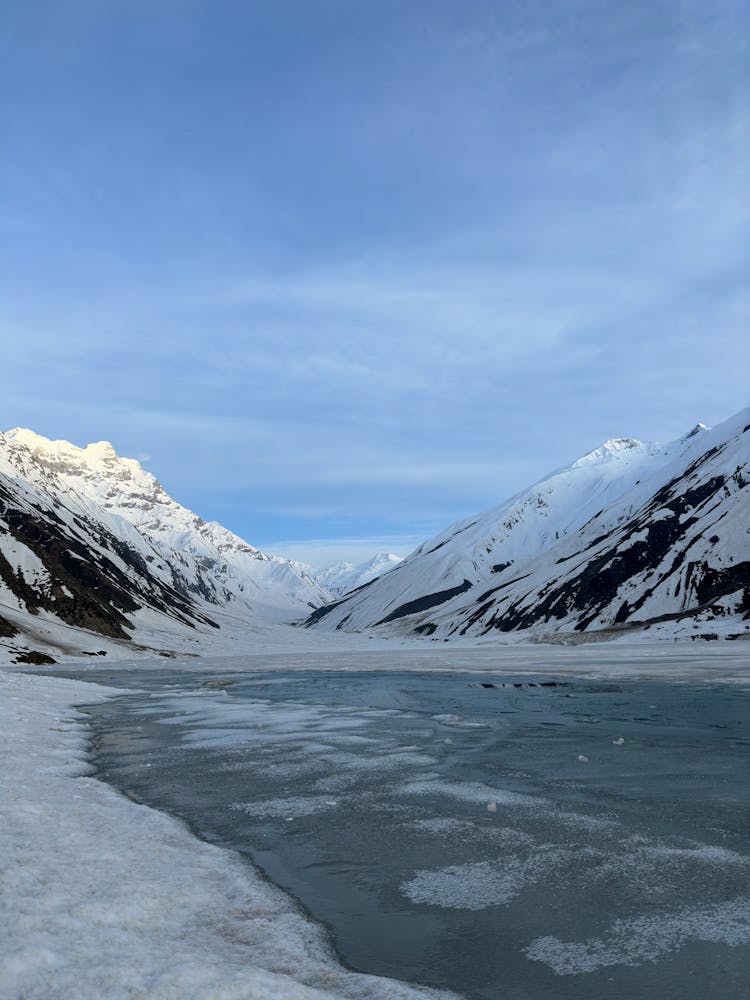 Frozen Lake In A Mountain Valley