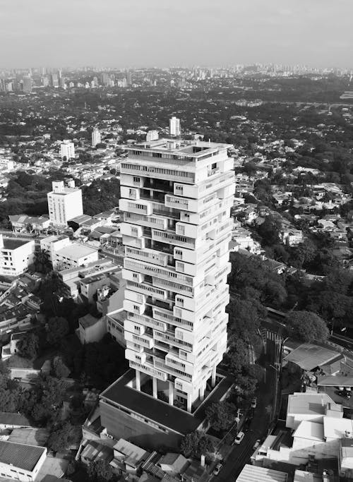 Residential Skyscraper in City in Black and White