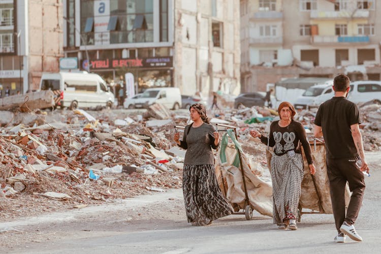 People In Destroyed City In Turkey