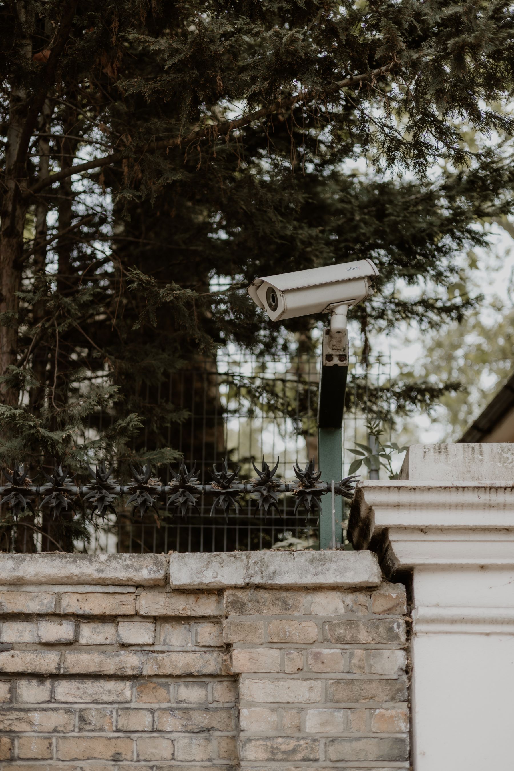 Security camera mounted on a brick wall in London
