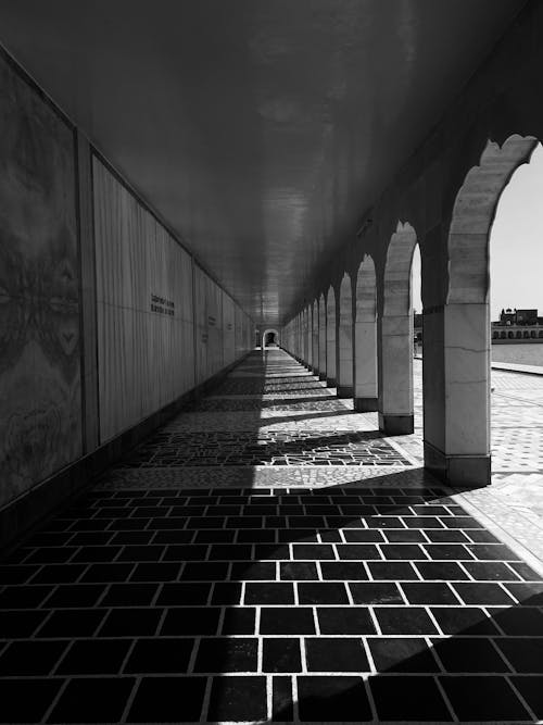 Pavement in Shadow behind Colonnade