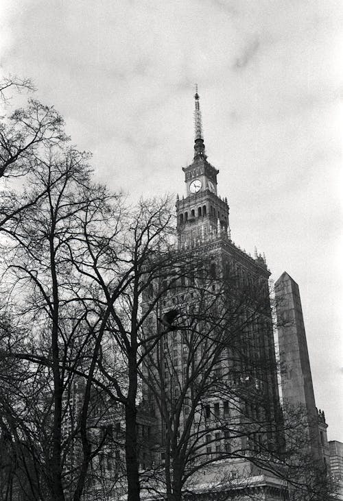 Palace of Culture and Science in Warsaw in Black and White