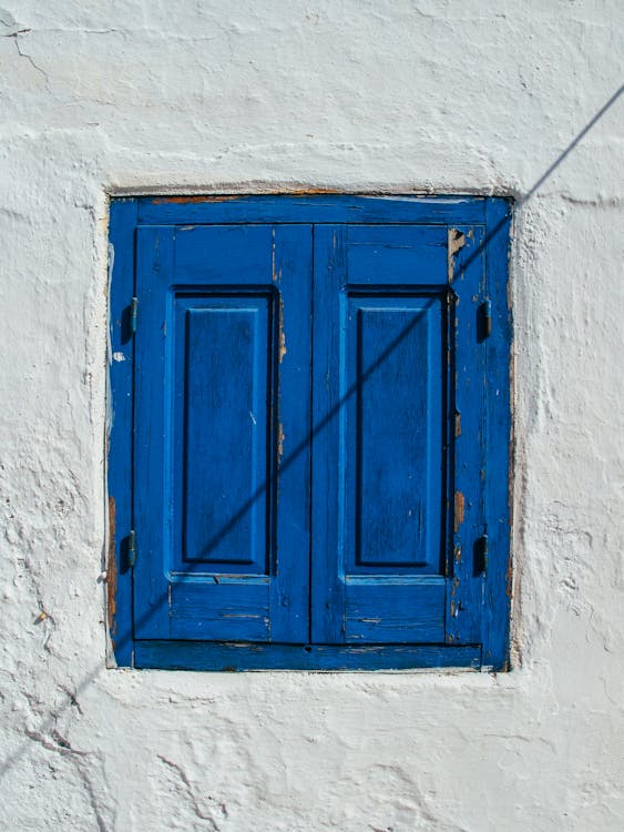 Closed Blue Wooden Window