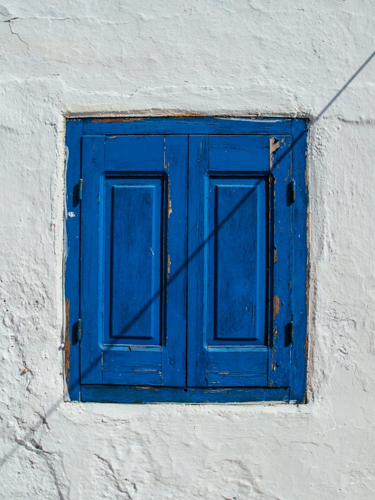 Closed Blue Wooden Window