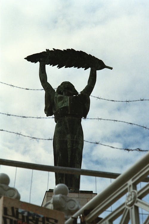 Statue behind Barbed Wire in Budapest