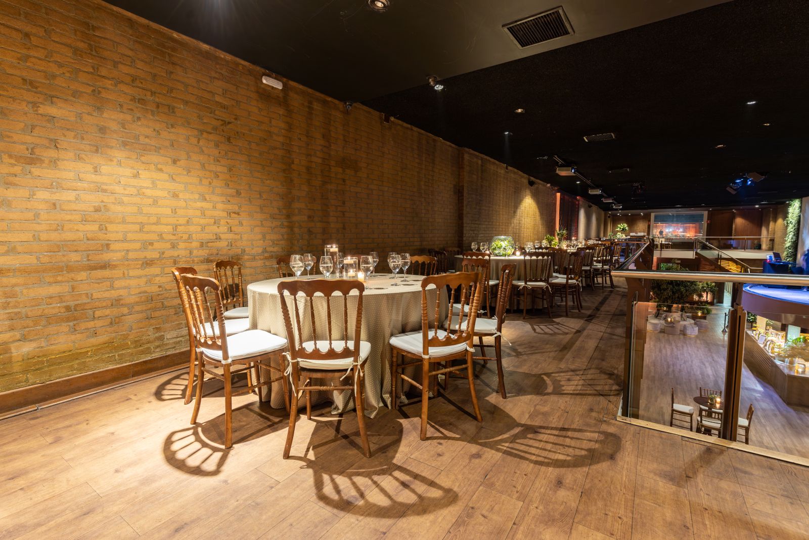Long dining room set for private dinner
