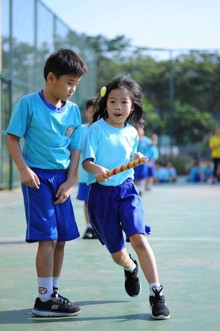 Schoolchildren During PE Classes