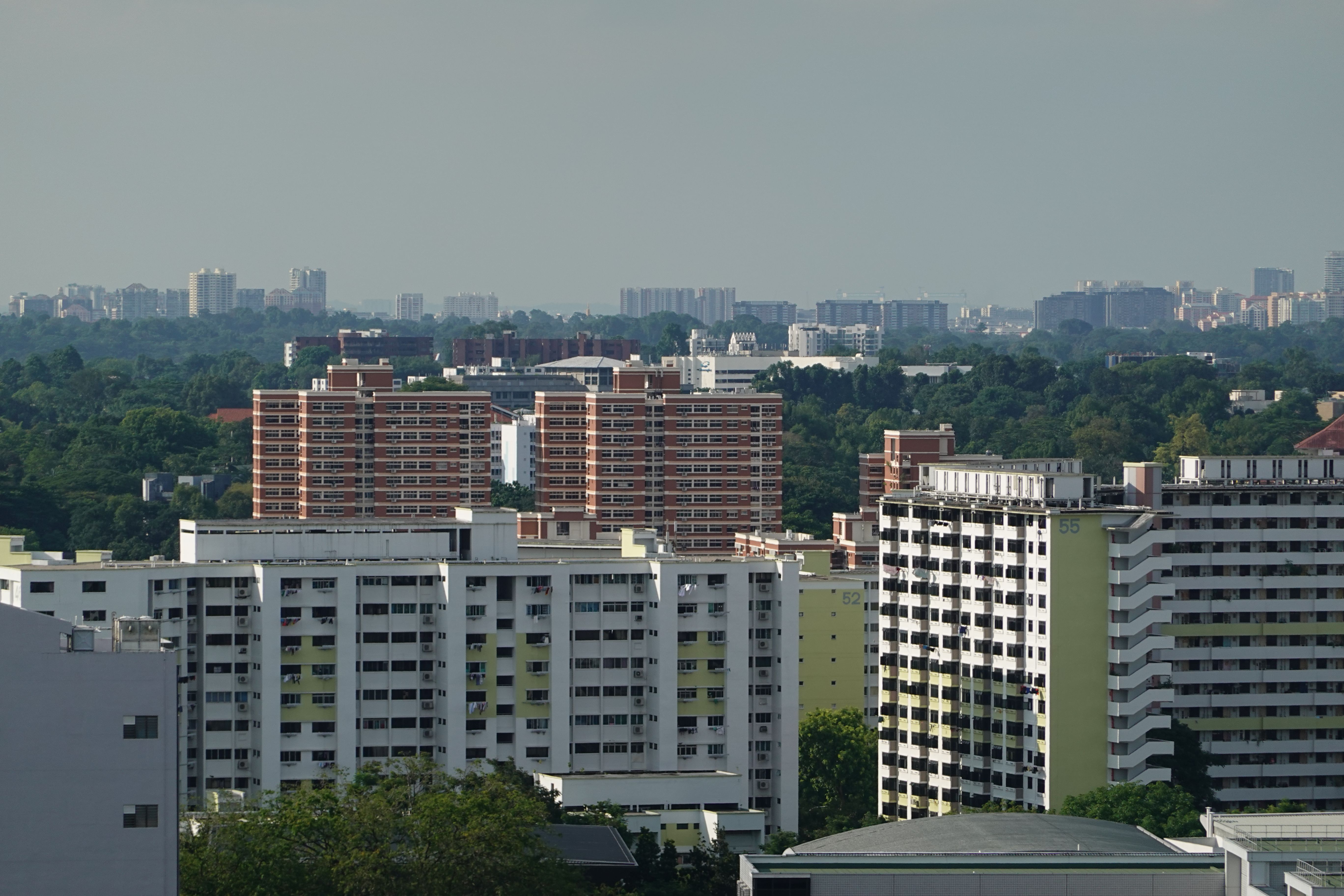 Singapore HDB blocks aerial rooftop