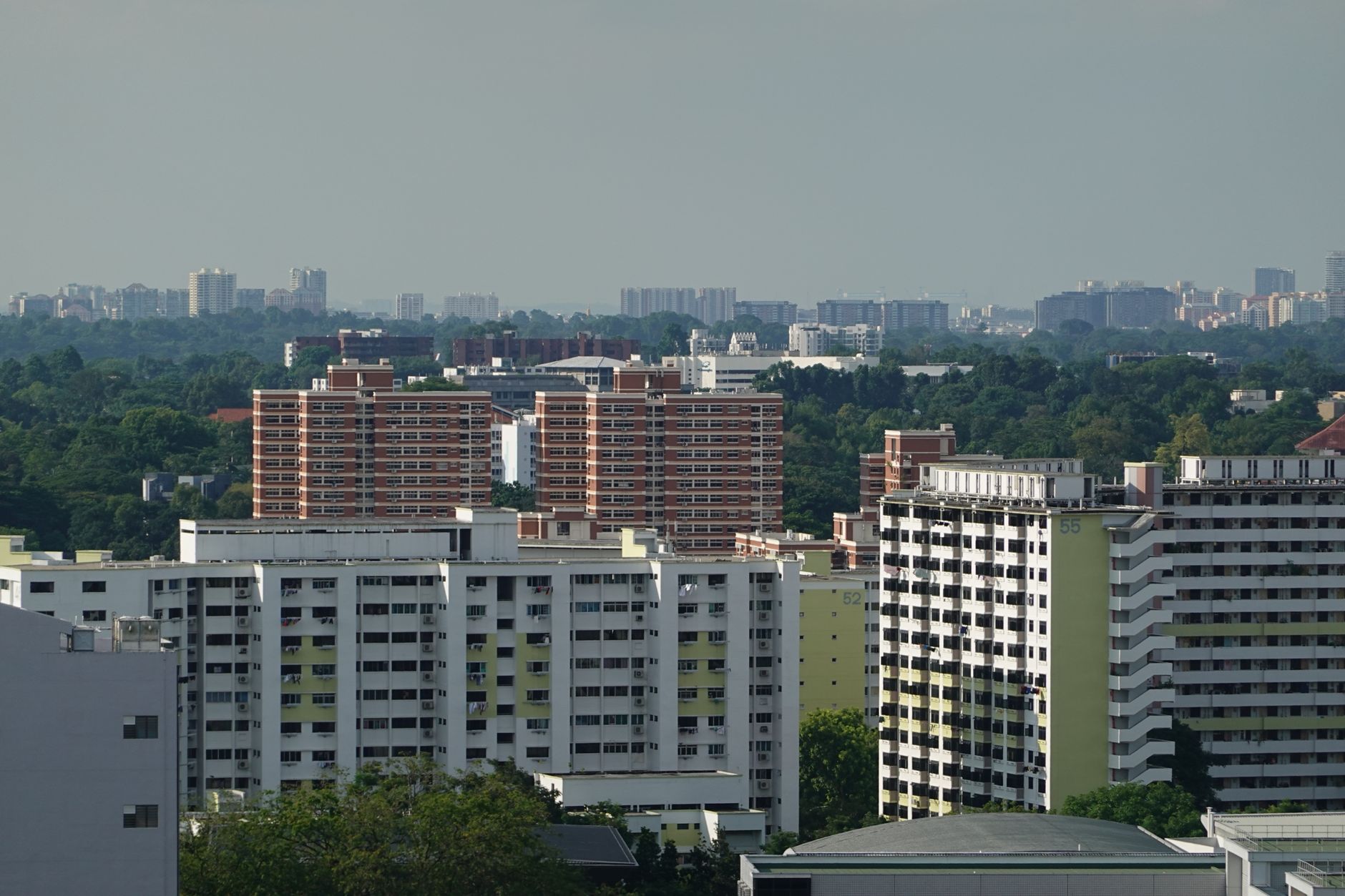 Singapore HDB blocks aerial rooftop