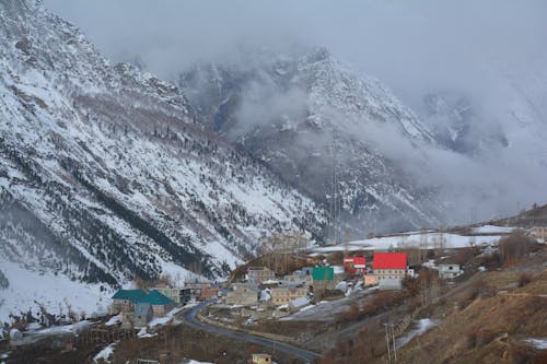 View of Houses in a Mountain Valley 