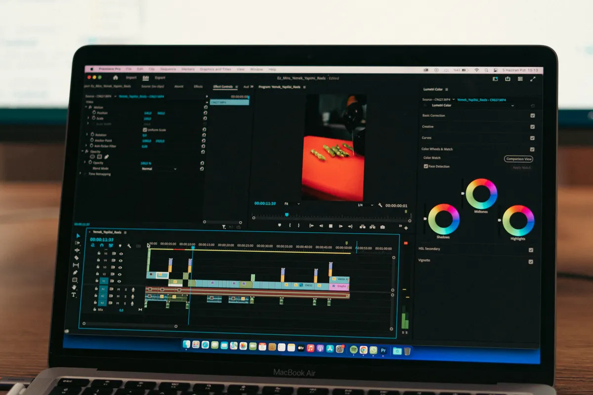 professional editing laptop screen
