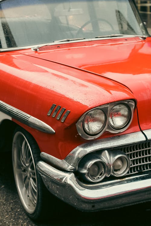 Close-up of the Front of a Vintage Chevrolet Impala